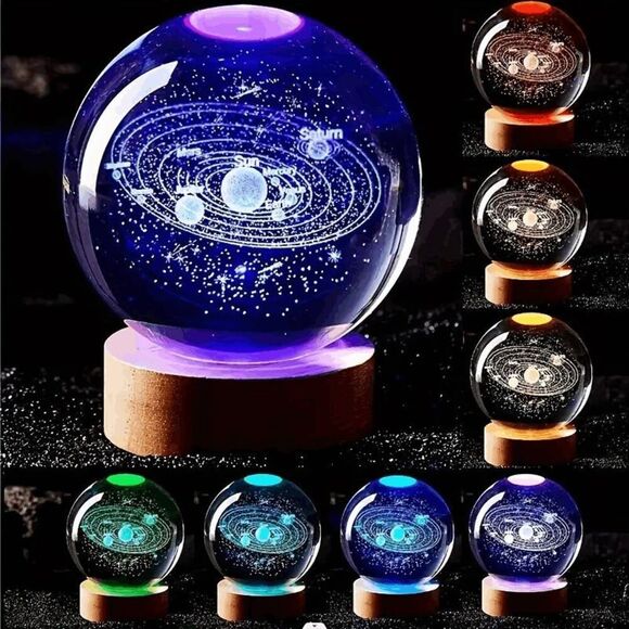 3D Color-Changing Planet Jupiter Crystal Ball Small Night Light - Picture 4 of 4